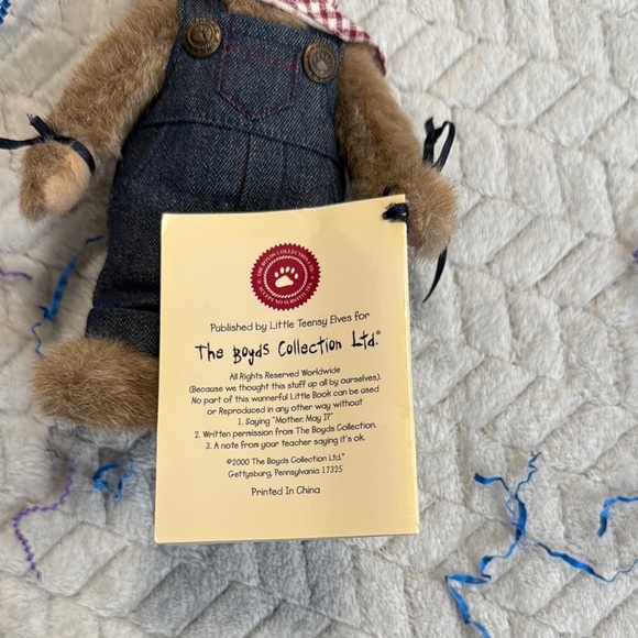 The Boyds Collection Plush Bear with Denim Overalls and Red Scarf - Picture 8 of 10